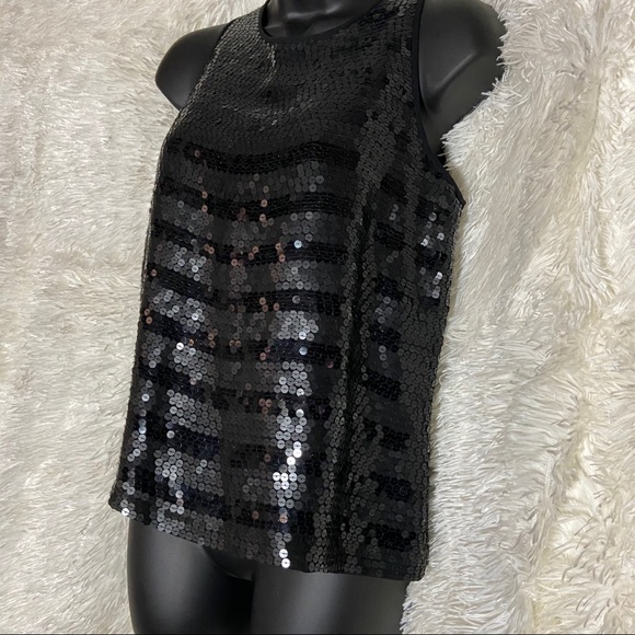 Jones New York Silk Black Sequin Dressy Top - Sz 4 - Picture 5 of 8